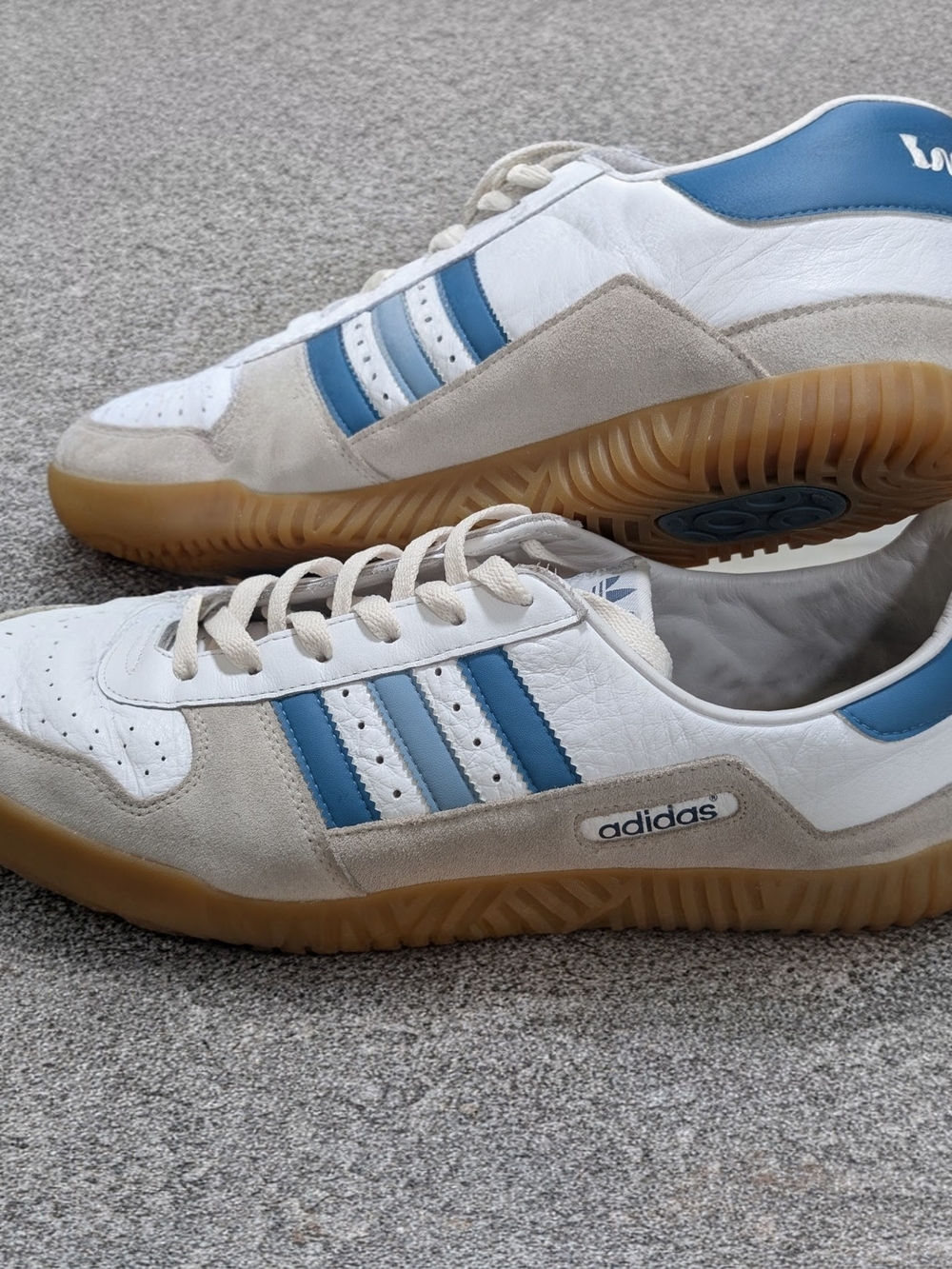 Adidas Spezial White & Blue Suede-Trim Sneakers Spezial